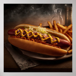 Póster Yummy Hot Dog Kitchen Wall Art
