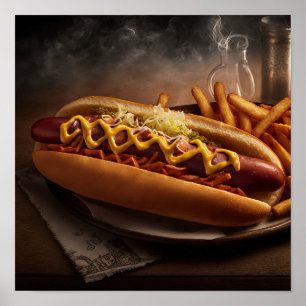 Póster Yummy Hot Dog Kitchen Wall Art