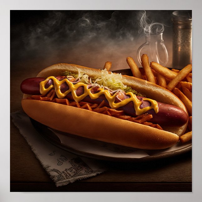Póster Yummy Hot Dog Kitchen Wall Art (Frente)