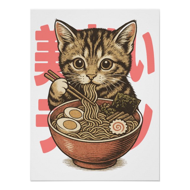 Póster Yummy Ramen Kitten Glossy (Anverso)