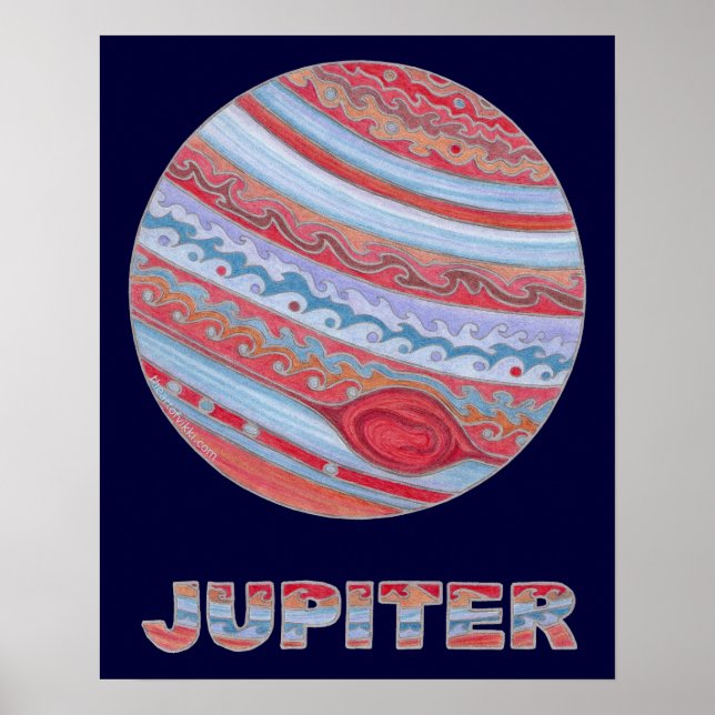 Póster Z Colorida Astronomía Júpiter 20 x 16 Poster (Frente)