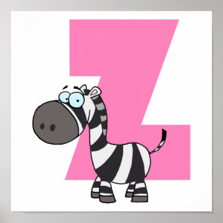 Póster z es para personalizado de cebra para niños