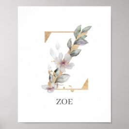 Póster Z Monograma Poster floral personalizado