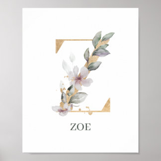 Póster Z Monograma Poster floral personalizado