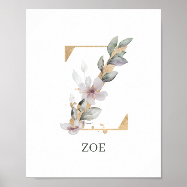 Póster Z Monograma Poster floral personalizado (Frente)