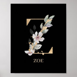 Póster Z Monograma Poster floral personalizado