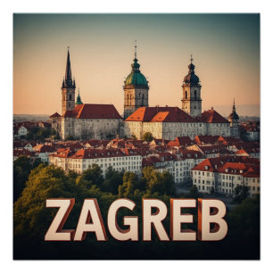 Póster Zagreb Croacia casco antiguo historia arquitectura