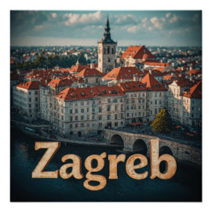 Póster Zagreb Croacia casco antiguo historia arquitectura