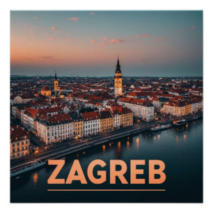 Póster Zagreb Croacia casco antiguo historia arquitectura