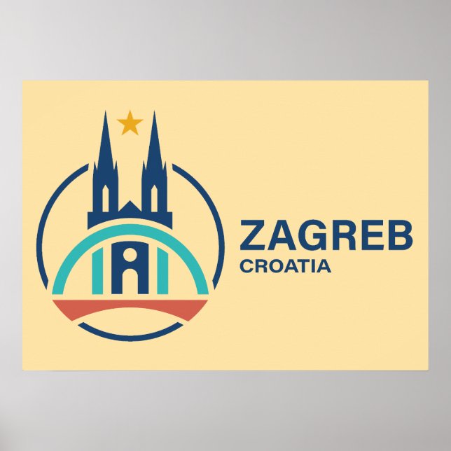 Póster Zagreb Croacia Europa (Frente)