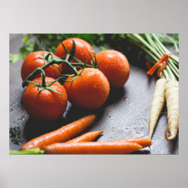 Póster Zanahorias y tomates Fotografía vegetal