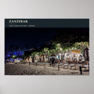 Póster Zanzíbar Stone Town después del anochecer