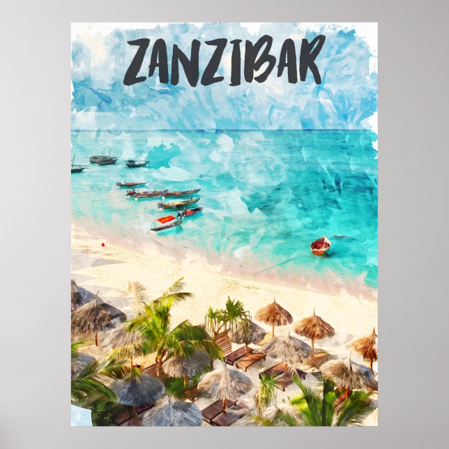 Póster Zanzibar Tansania Vintage Travel (Frente)