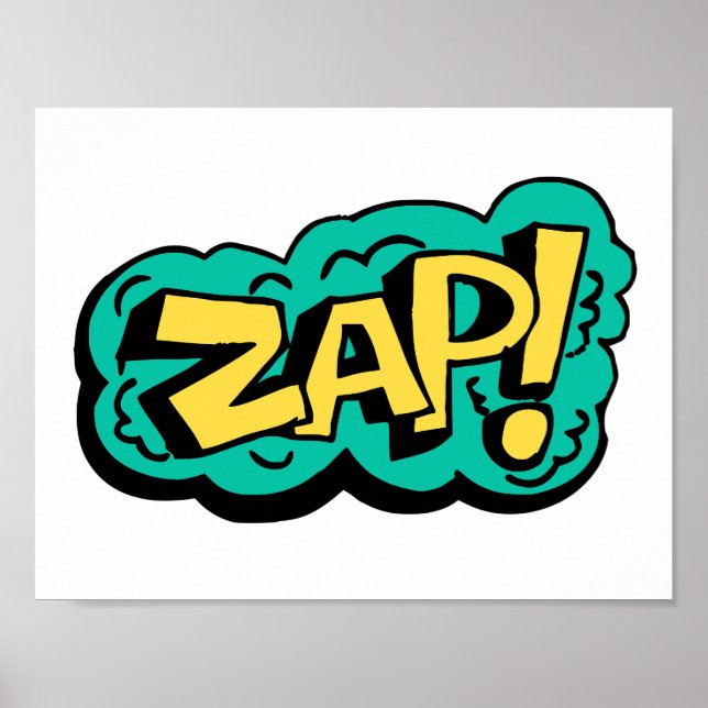 Póster ZAP speech bubble word, hand drawn illustration (Frente)