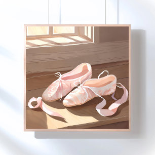 Póster Zapatillas de ballet hermosas   Rosa bonito