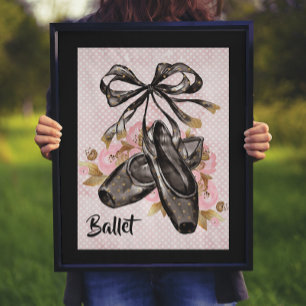 Póster Zapatillas de ballet negro