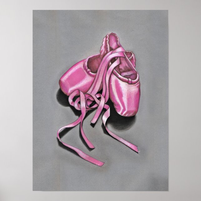 Póster Zapatillas de ballet rosas (Frente)