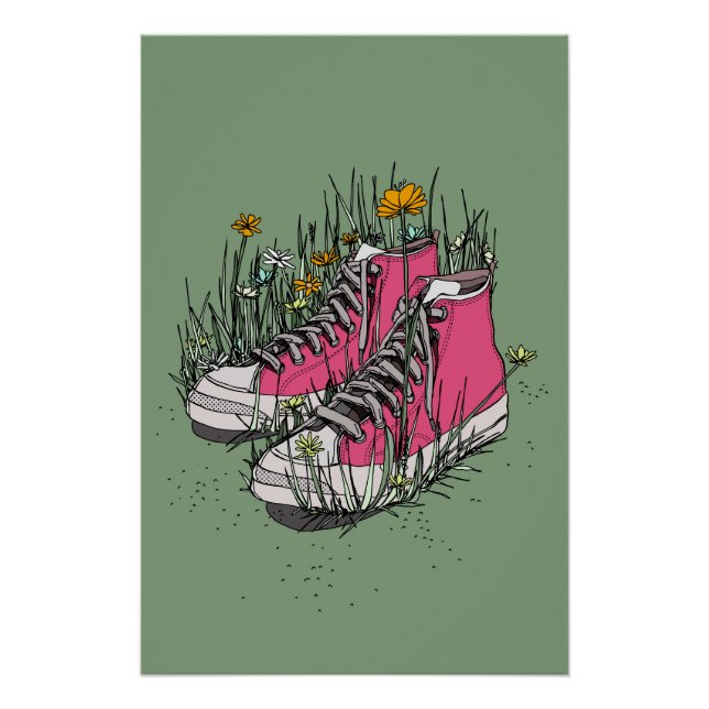 Póster Zapatillas Vintage de Caño Alto (Anverso)