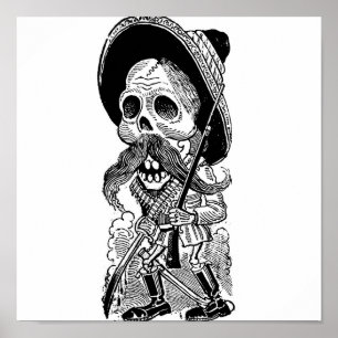 Póster Zapatista Calavera. c. 1900's temprano. México