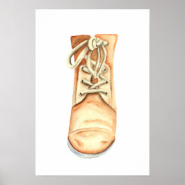 Póster Zapato de cuero viejo. Acuarela