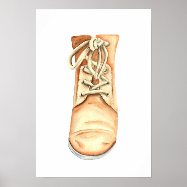 Póster Zapato de cuero viejo. Acuarela (Frente)