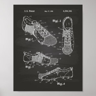 Póster Zapato de fútbol 1980 Patent Art - Chalkboard