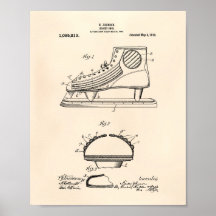 Zapato de hockey 1914 patent Art Old Peper