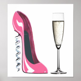 Póster Zapato de Stiletto rosa y Poster de vidrio de Cham