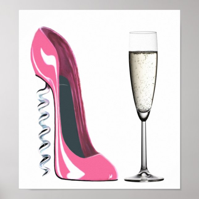 Póster Zapato de Stiletto rosa y Poster de vidrio de Cham (Frente)