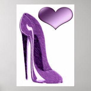 Póster Zapato y corazón deliciosos del tacón alto del