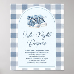 Póster Zapatos Azules de Bebé Botines de Gingham Pañales