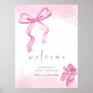 Póster Zapatos de bailarina rosados lindos arco bienvenid