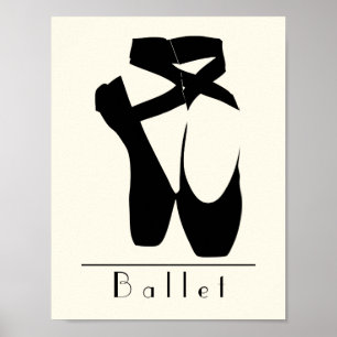 Póster Zapatos de ballet negro en punta