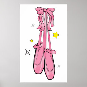 Póster Zapatos de ballet rosado unidos con un arco