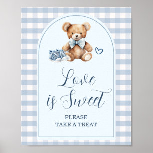Póster Zapatos de bebé de cuadros Azules Dulce Amor Fiest