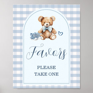 Póster Zapatos de bebé de osito Favoritos de Baby Shower 
