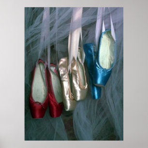 Póster Zapatos de dedo del pie del ballet en tres colores
