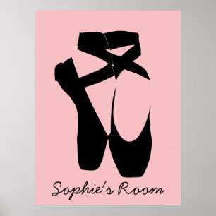 Póster Zapatos de punta de ballet negro