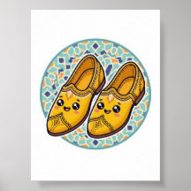Zapatos marroquíes amarillos Kawaii Belgha adhesiv
