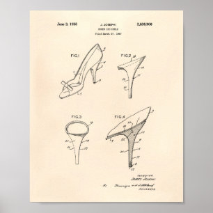 Póster Zapatos y talones 1958 Patent Art Old Peper