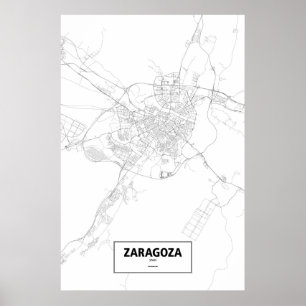 Póster Zaragoza, España (negro sobre blanco)