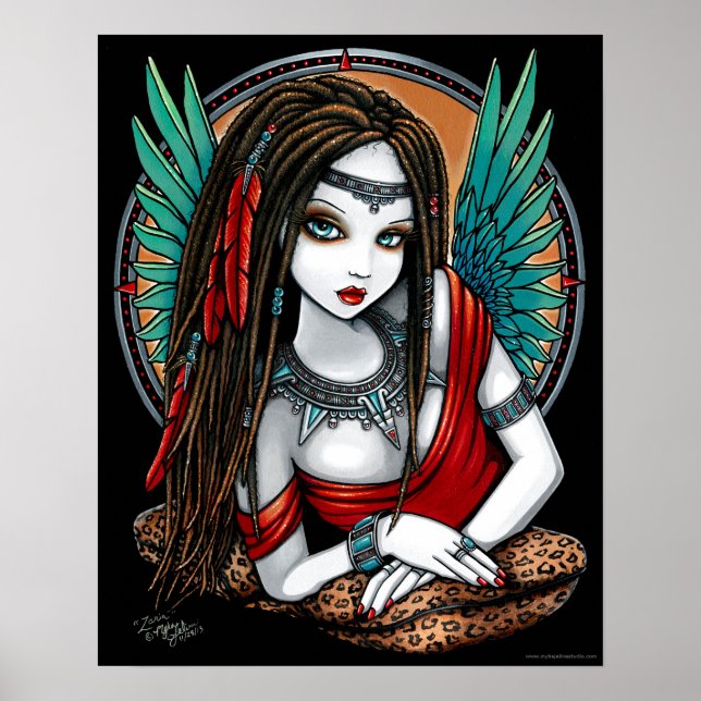 Póster Zaria Tribal Azteca Mesoamérica Angel Poster (Frente)