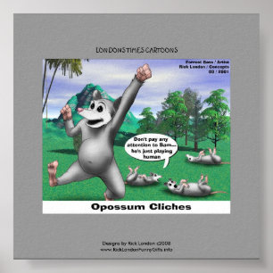 Póster Zarigüeyas Haciendo el Divertido Muerto Impreso en