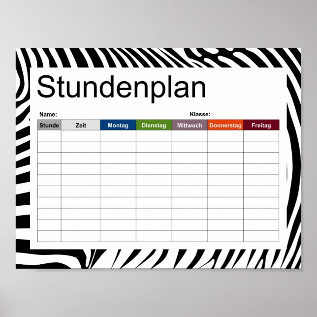 Póster Zebra Animalprint (Frente)