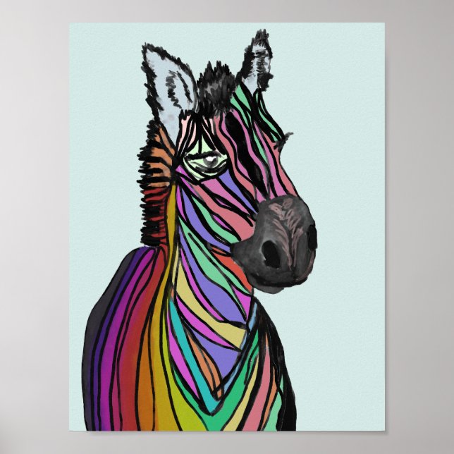 Póster zebra arco iris (Frente)