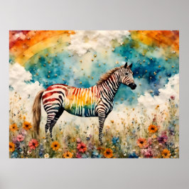 Póster Zebra arcoiris