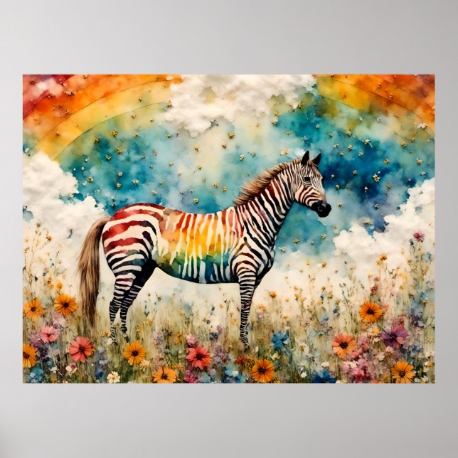 Póster Zebra arcoiris (Frente)