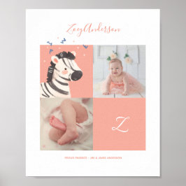 Póster Zebra Confetti・Alfabet Monograma Cuto Baby Shower
