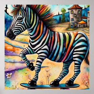 Póster Zebra de patinaje