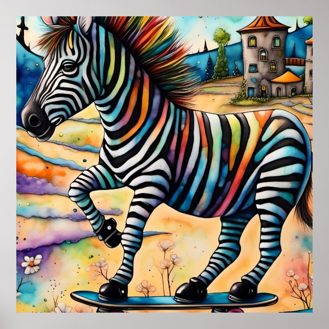 Póster Zebra de patinaje (Frente)